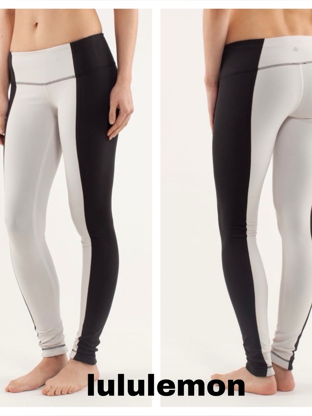 Sz 8 Lululemon Wunder Under Bonded Pant Stripe Dune & Black